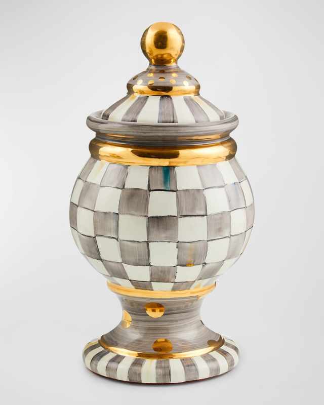 Sterling Check Ceramic Globe Canister